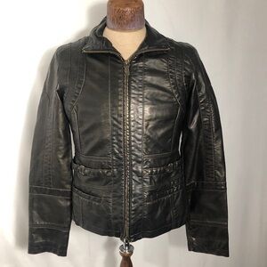 - Womens Bronze/Brown Faux Leather Jacket.SizeMedium